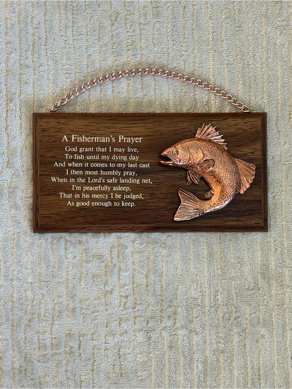 A Fisherman's Prayer Wall Plaque - Copper Fish Accent